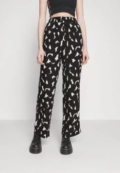 Monki LINNEA TROUSERS MOQ 1000 - Stoffhose - Big Scribble Black
