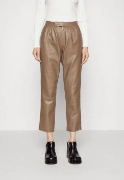 ELENA TROUSERS - Stoffhose - Taupe Napa Shinny