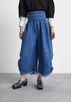 FRINGED TROUSERS UNISEX - Jeans Relaxed Fit - Blue Denim