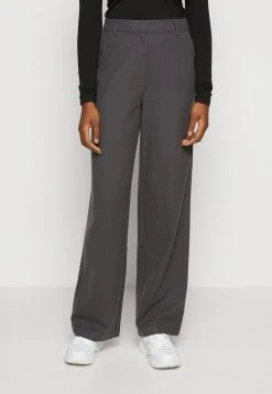 NA-KD HIGH WAISTED HEAVY TROUSERS - Stoffhose - Dark Grey